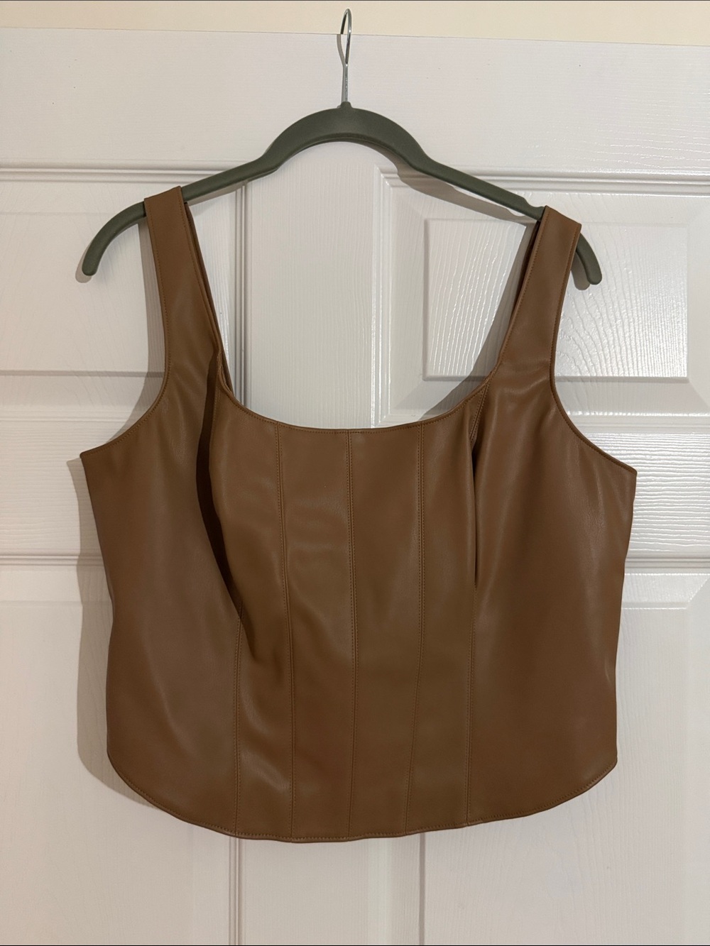 Abercrombie & Fitch Brown Faux Leather Cropped Camisole